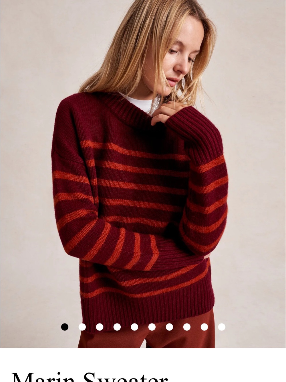 La Ligne Striped Crewneck Sweater in Burgundy and Rust